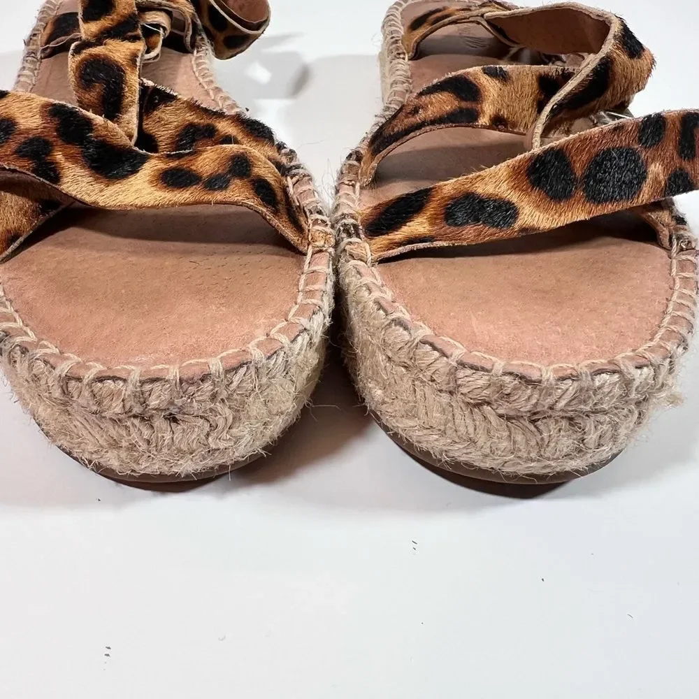 🛍️ Madewell Malia Espadrille Leather Upper Calf Hair Leopard Sandals size 9.5